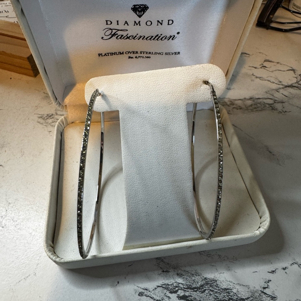 Platinum Silver Hoop Earrings